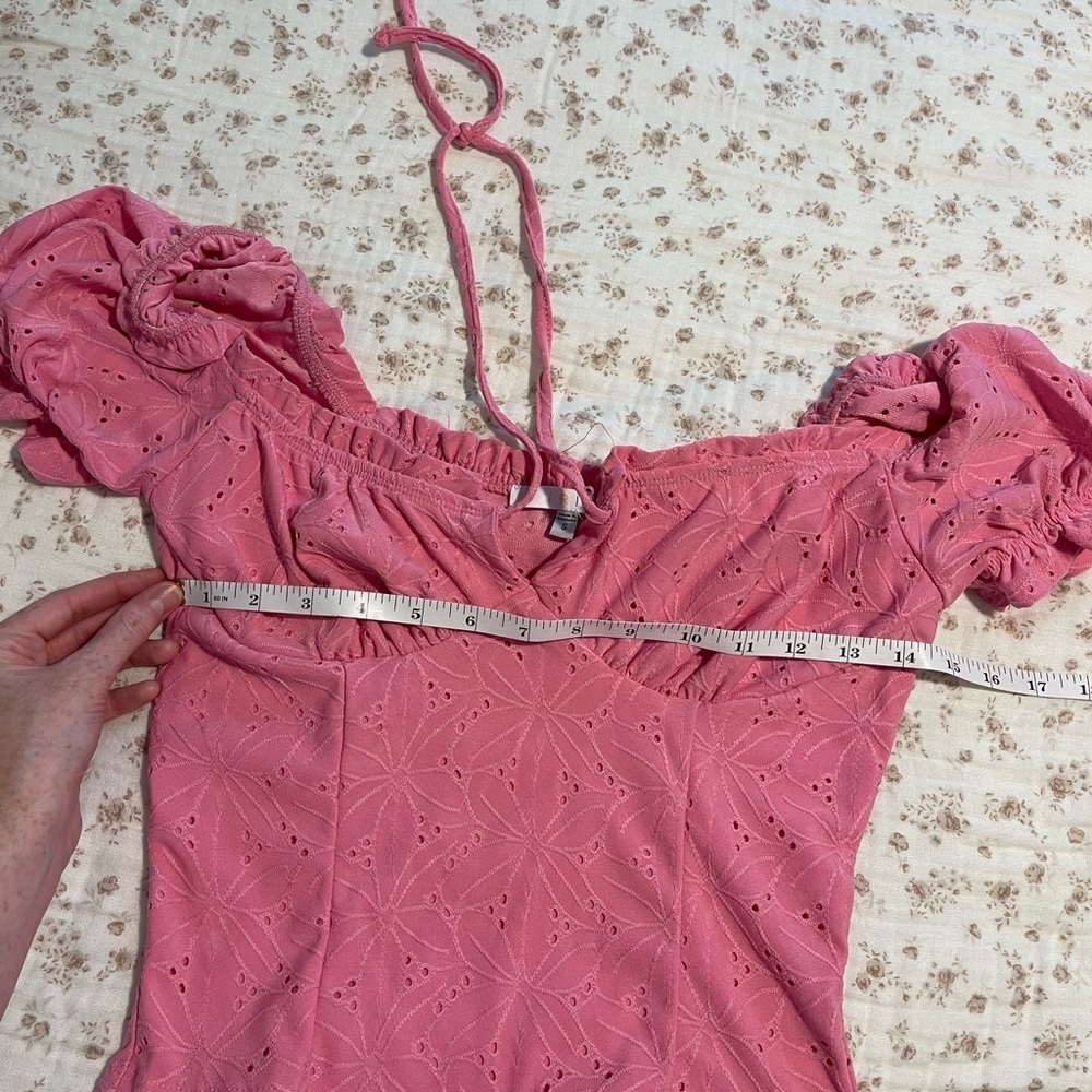 Pink Eyelet Puff Sleeve Top - Picture 5 of 6